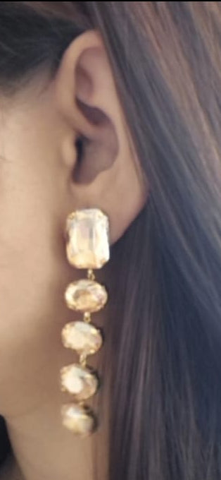 Champagne Glamour Party-Ready Dazzling Drop Earrings