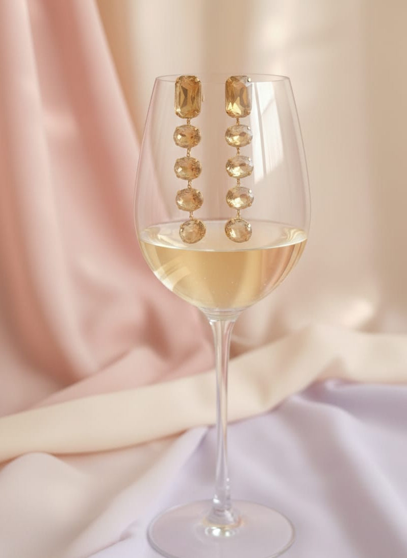 Champagne Glamour Party-Ready Dazzling Drop Earrings