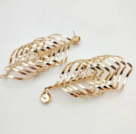 Irregular Twisted Long Drop Statement Earrings