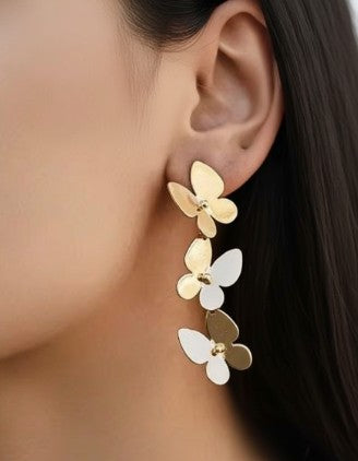 Stainless Stell Gold Plated Butterfly Drop Earrings